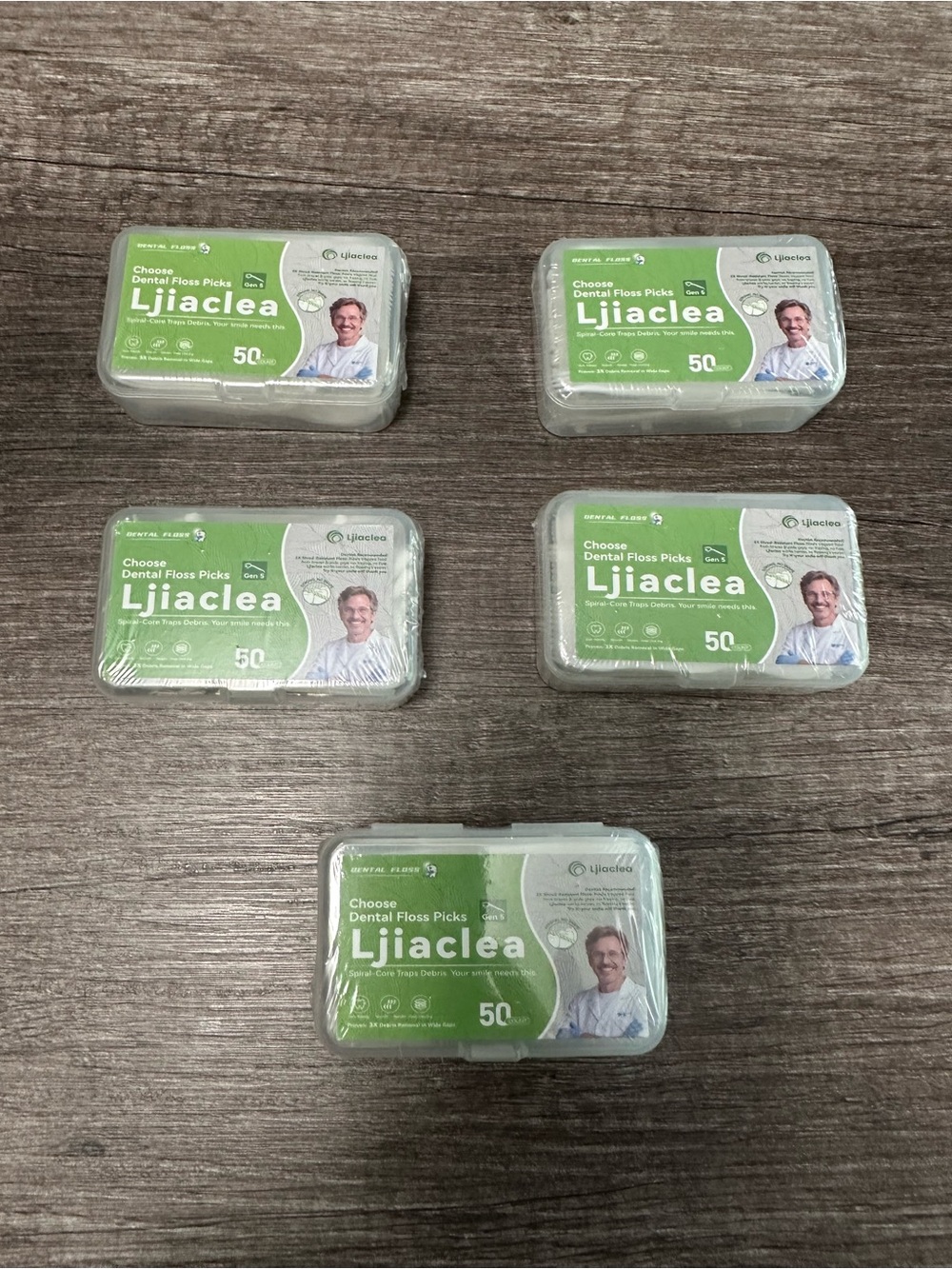 Dental Floss Picks - Green (50 Count) five packs of 50